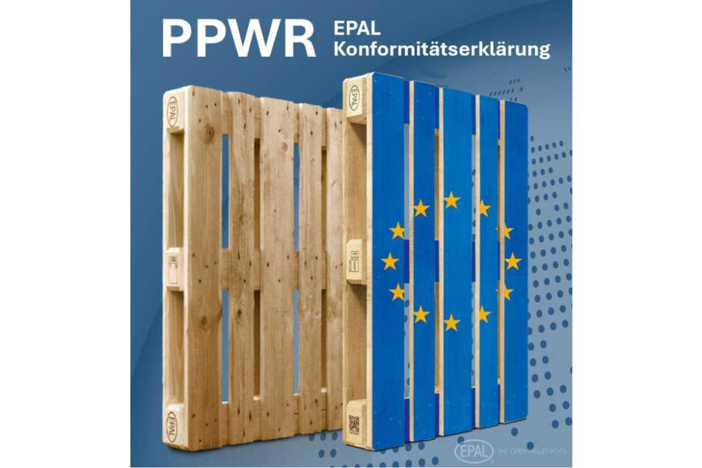 EPAL wooden pallets with European Union flag design.